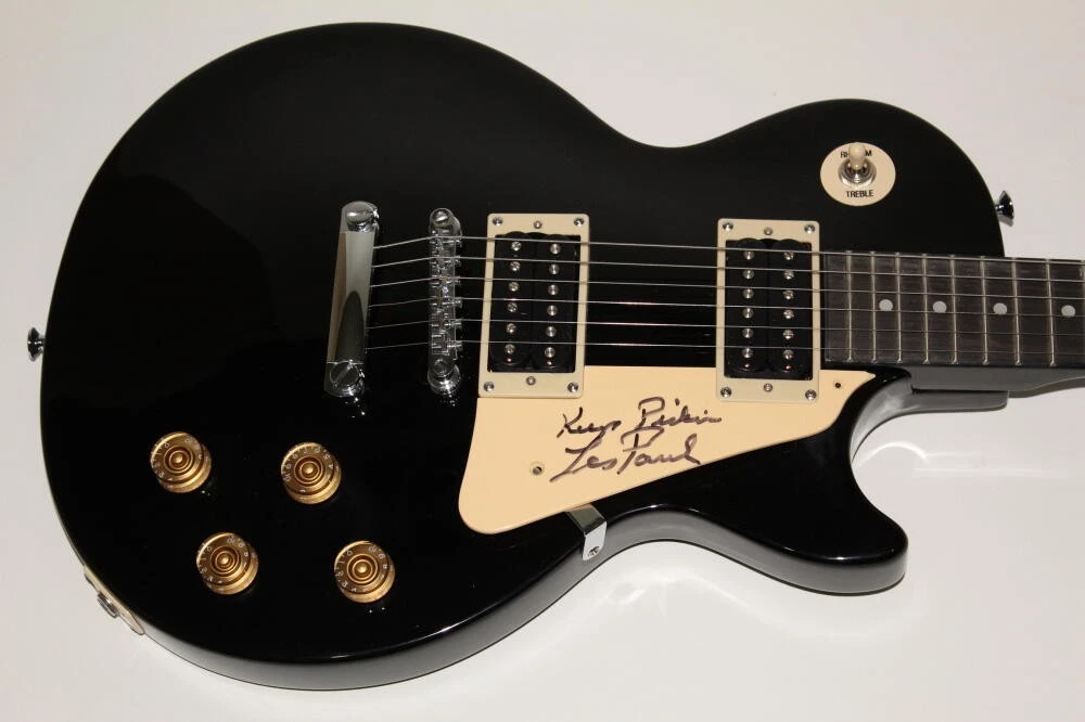 LES PAUL SIGNED AUTOGRAPH GIBSON EPIPHONE ELECTRIC GUITAR KEEP PICKIN ACOA REAL