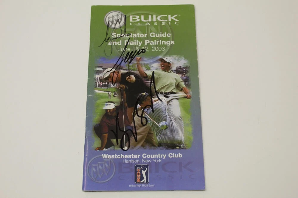 TIGER WOODS SERGIO GARCIA VIJAY SINGH SIGNED AUTOGRAPH '03 BUICK CLASSIC PROGRAM