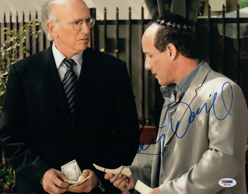 LARRY DAVID SIGNED AUTOGRAPH 11X14 PHOTO C - SEINFELD, CURB YOUR ENTHUSIASM, PSA