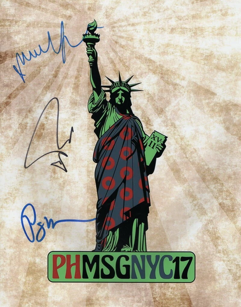 PHISH BAND SIGNED AUTOGRAPH PHMSGNYC17 11X14 PHOTO - TREY ANASTASIO, MIKE, PAGE