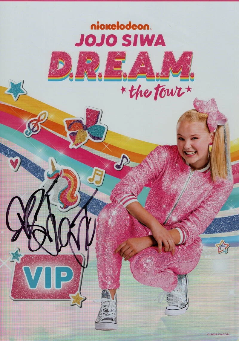 JOJO SIWA SIGNED AUTOGRAPH D.R.E.A.M. DREAM TOUR VIP POSTER D - NICKELODEON RARE