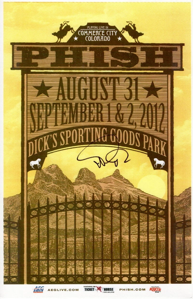 TREY ANASTASIO SIGNED AUTOGRAPH PHISH 8/31/12 9/1/12 9/2/12 CONCERT TOUR POSTER