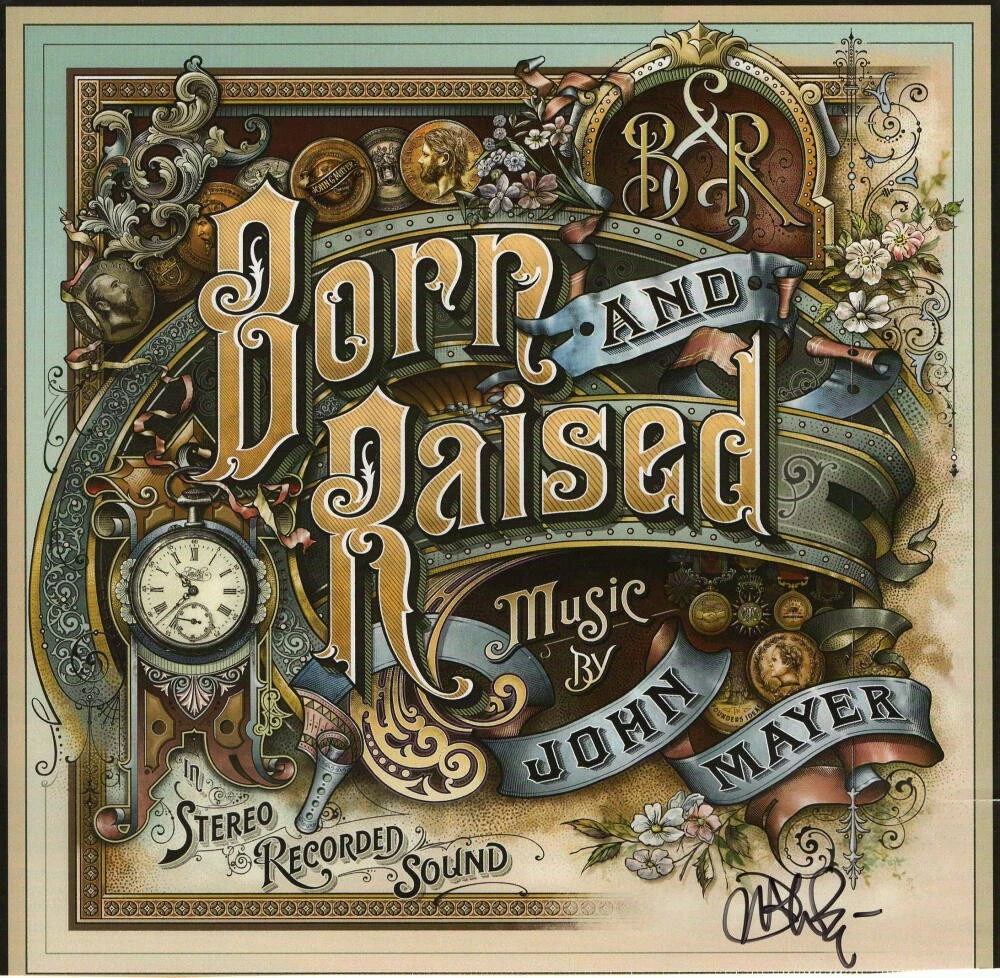 JOHN MAYER SIGNED AUTOGRAPH 11x11 ALBUM LP PROMO FLAT BORN AND RAISED VERY RARE