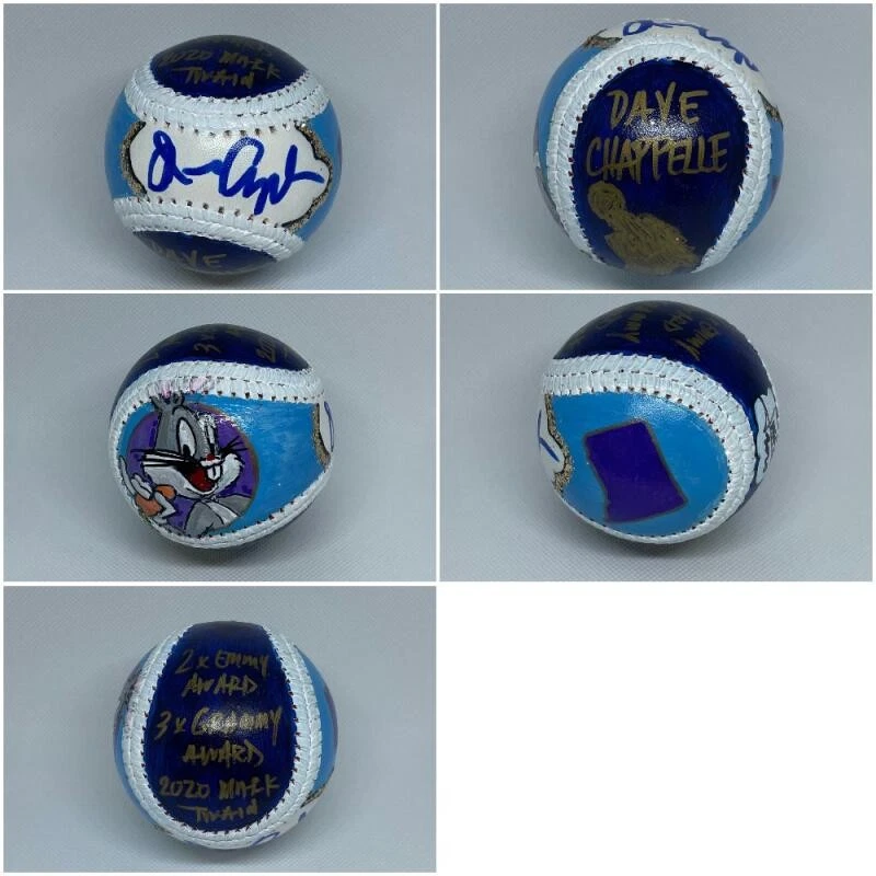 DAVE CHAPPELLE SIGNED AUTOGRAPH CUSTOM HAND-PAINTED ORIGINAL ART BASEBALL 1/1