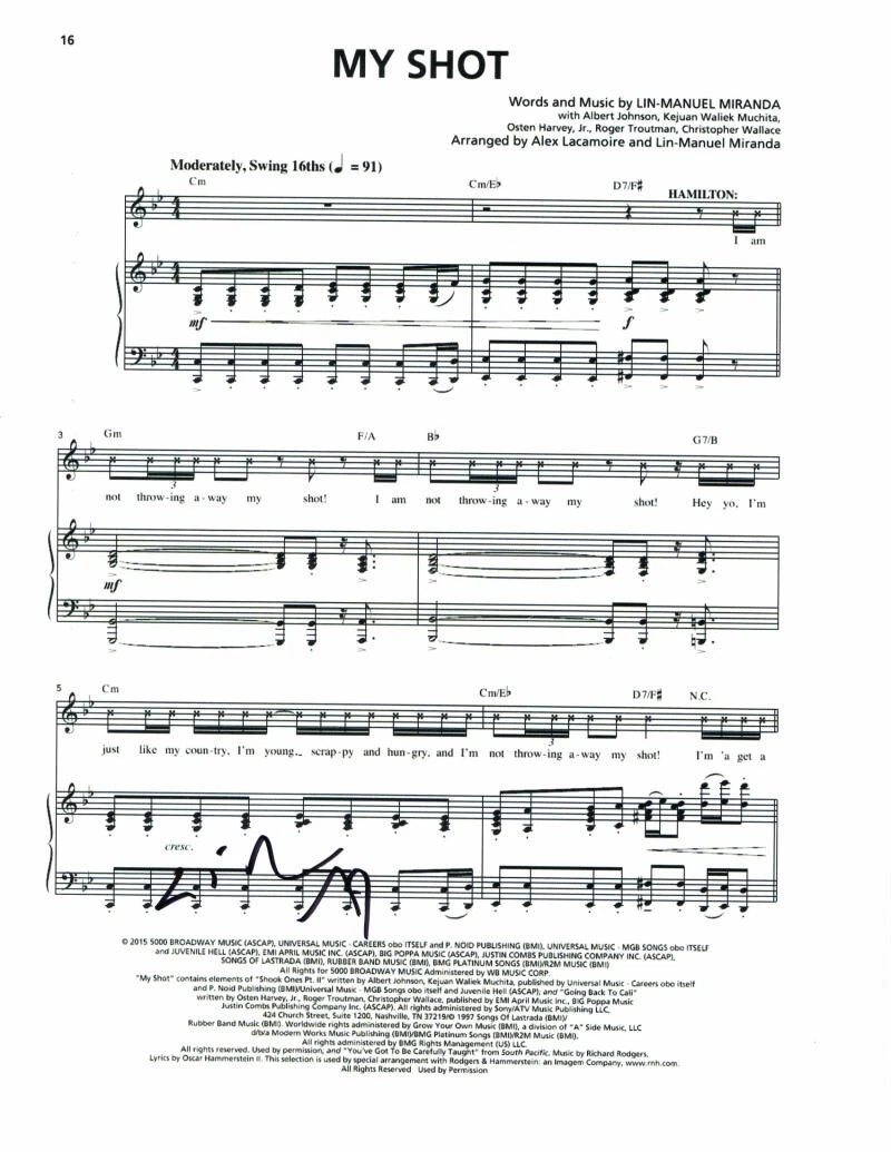 LIN MANUEL MIRANDA SIGNED AUTOGRAPH 