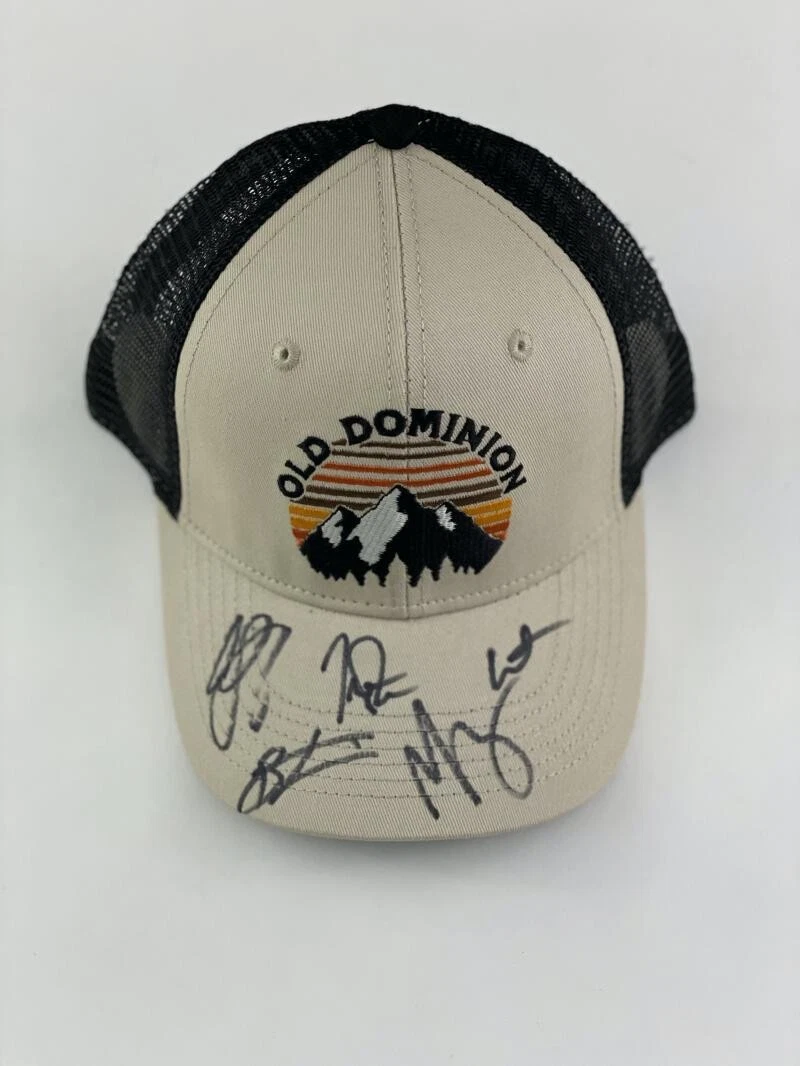 OLD DOMINION FULL BAND (X5) SIGNED AUTOGRAPH BASEBALL HAT CAP – TREVOR ROSEN + 4 COLLECTIBLE MEMORABILIA