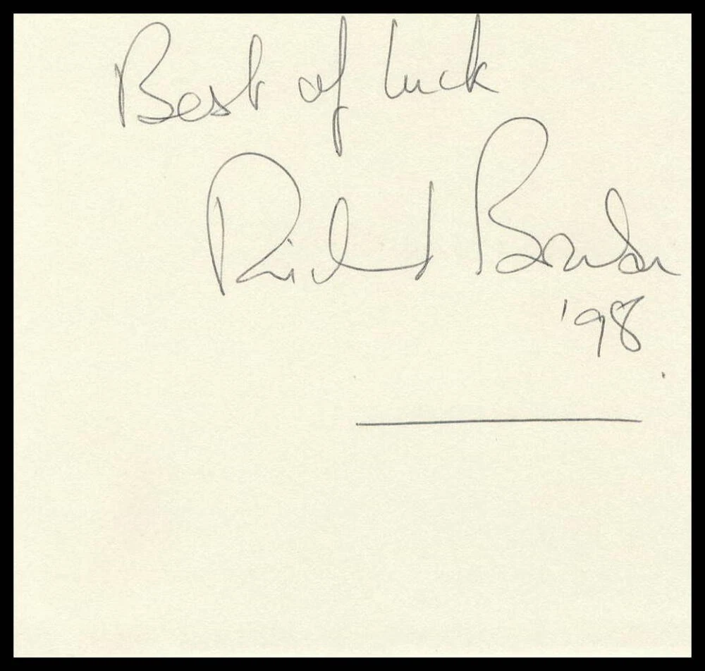 RICHARD BRANSON SIGNED AUTOGRAPH CUT - VIRGIN GALACTIC OWNER & ASTRONAUT #1 RARE