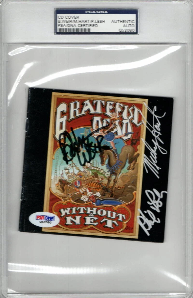 MICKEY HART PHIL LESH BOB WEIR GRATEFUL DEAD SIGNED AUTOGRAPH SLABBED CD COVER .