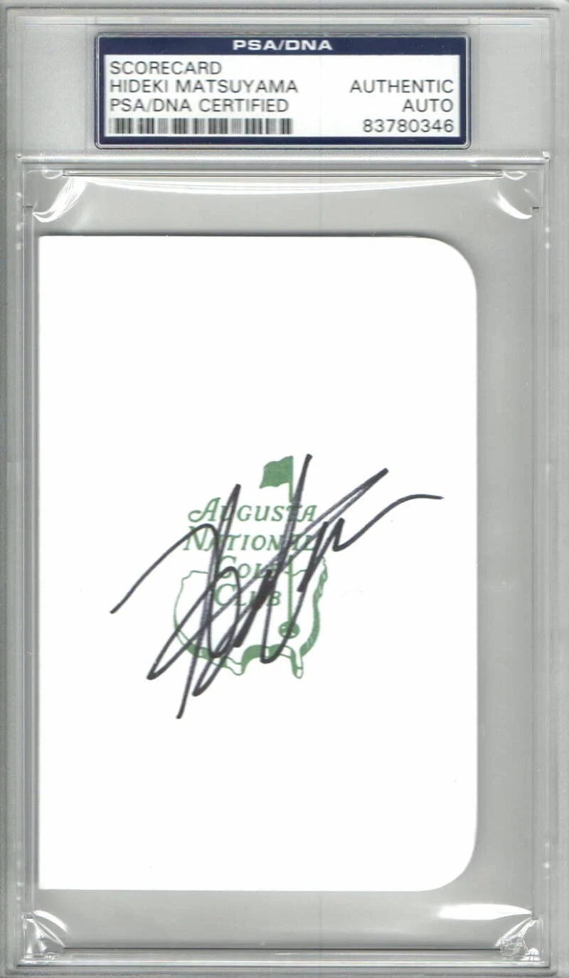 HIDEKI MATSUYAMA SIGNED AUTOGRAPH PSA/DNA SLABBED AUGUSTA SCORECARD 2021 MASTERS