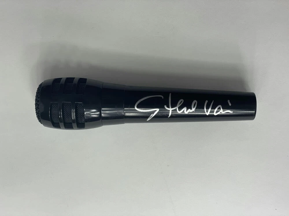 STEVE VAI SIGNED AUTOGRAPH MICROPHONE MIC PASSION AND WARFARE GRAMMY WINNER PSA COLLECTIBLE MEMORABILIA