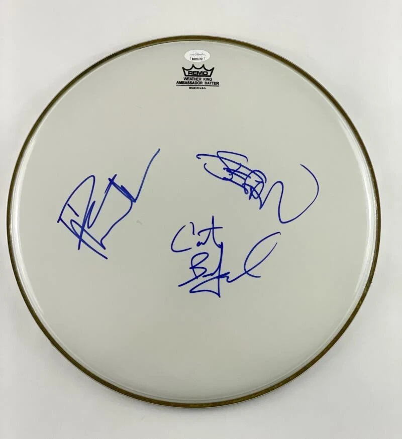 DAVE MATTHEWS STEFAN LESSARD CARTER BEAUFORD SIGNED AUTOGRAPH DRUMHEAD BAND JSA