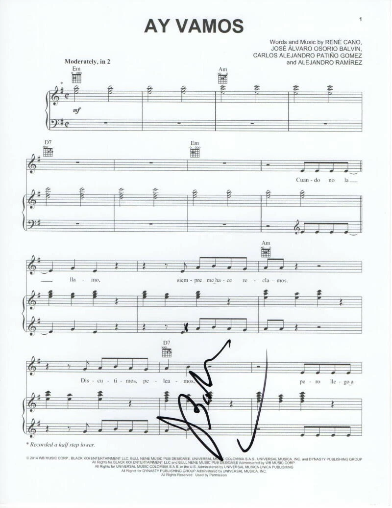 J BALVIN SIGNED AUTOGRAPH 