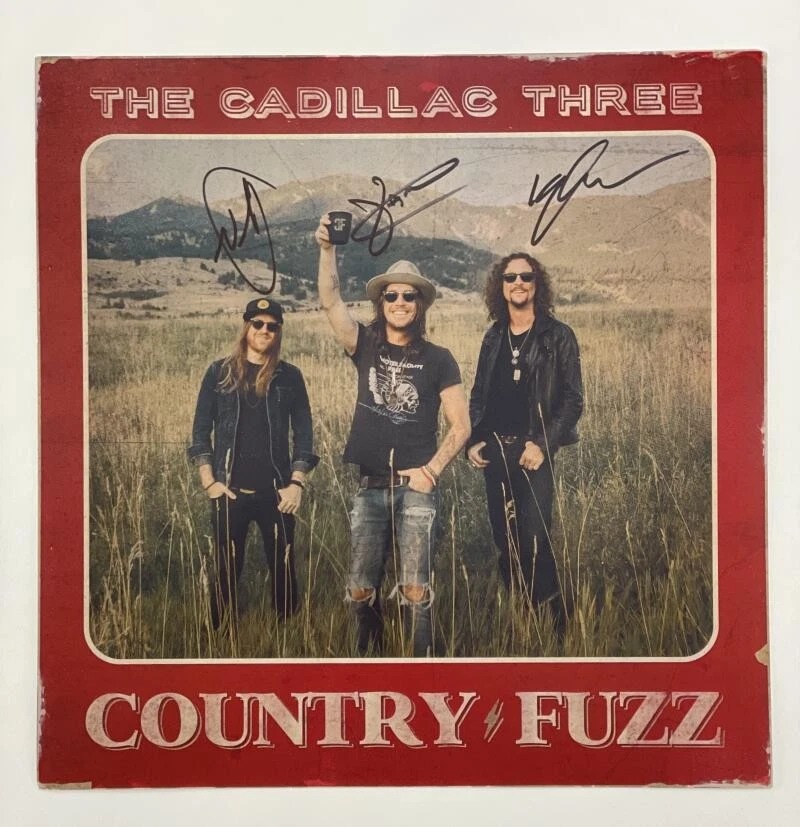 THE CADILLAC THREE BAND (X3) SIGNED AUTOGRAPH 12X12 ALBUM INSERT - COUNTRY FUZZ