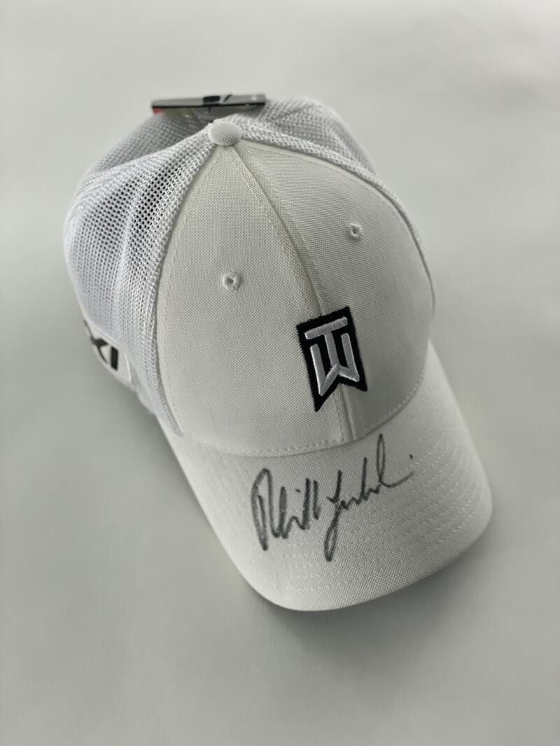 PHIL MICKELSON SIGNED AUTOGRAPH TIGER WOODS TW NIKE HAT CAP - 1 OF A KIND! JSA