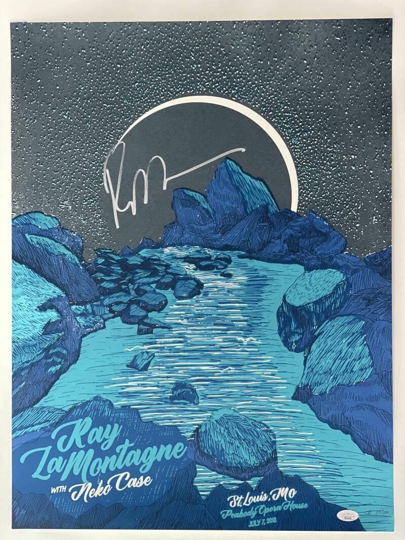 RAY LAMONTAGNE SIGNED AUTOGRAPH 18X24 CONCERT TOUR POSTER - ST LOUIS 2018 JSA
