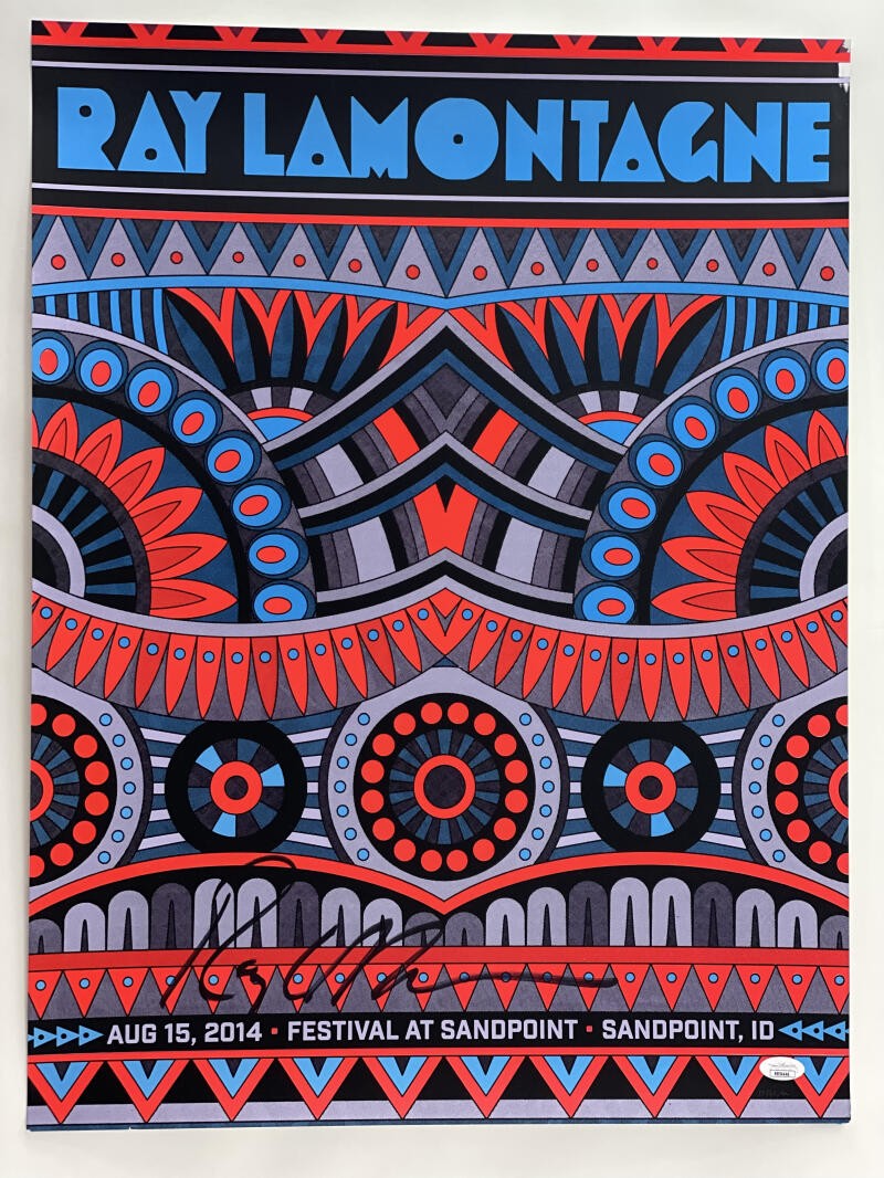 RAY LAMONTAGNE SIGNED AUTOGRAPH 18X24 CONCERT TOUR POSTER - SANDPOINT 2014 JSA