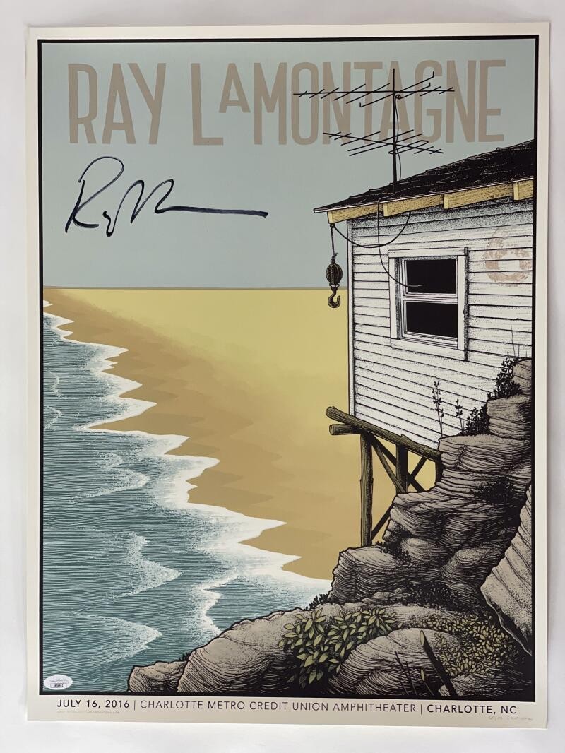 RAY LAMONTAGNE SIGNED AUTOGRAPH 18X24 CONCERT TOUR POSTER CHARLOTTE 7/16/16 JSA