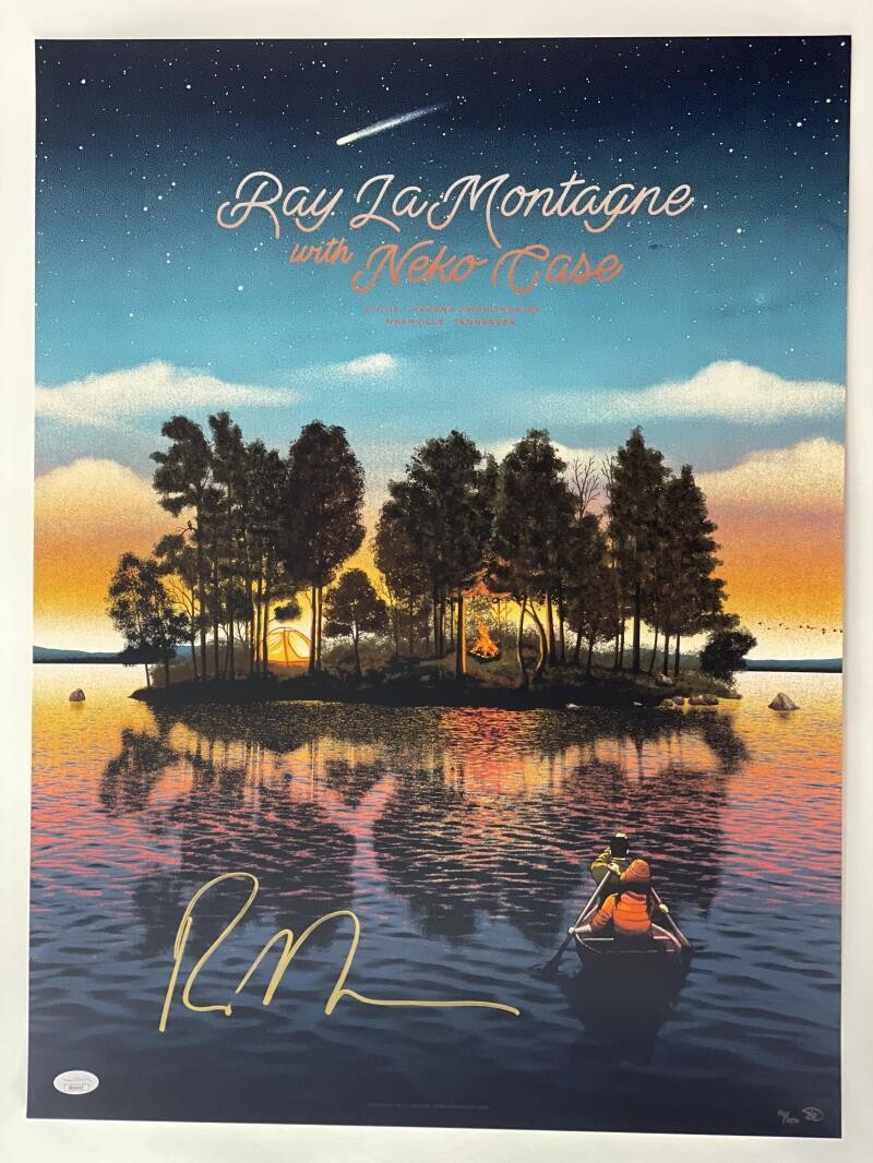 RAY LAMONTAGNE SIGNED AUTOGRAPH 18X24 CONCERT TOUR POSTER NASHVILLE 8/17/18 JSA