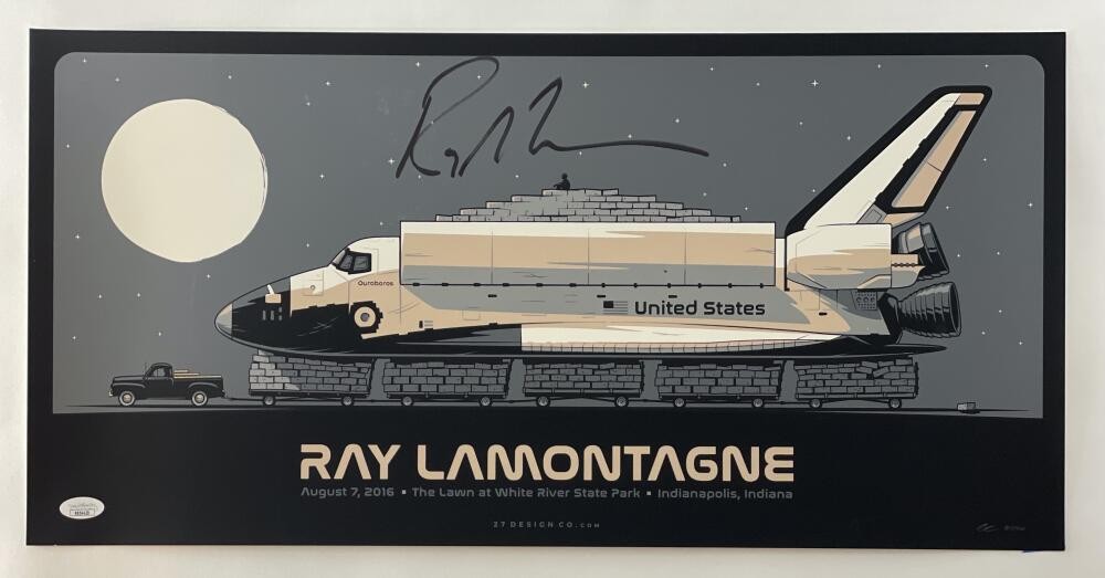 RAY LAMONTAGNE SIGNED AUTOGRAPH 12X24 CONCERT TOUR POSTER INDIANAPOLIS 2016 JSA