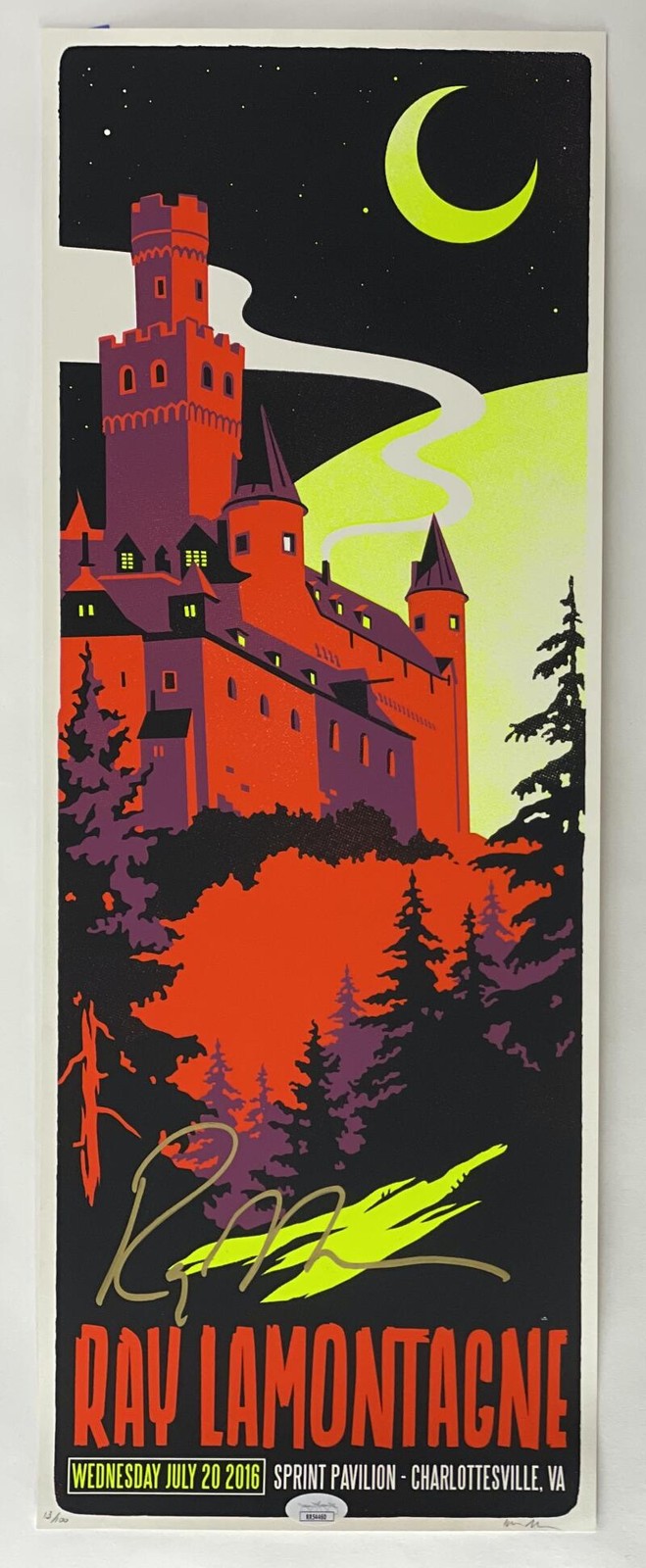 RAY LAMONTAGNE SIGNED AUTOGRAPH 9X24 CONCERT TOUR POSTER - CHARLOTTESVILLE JSA