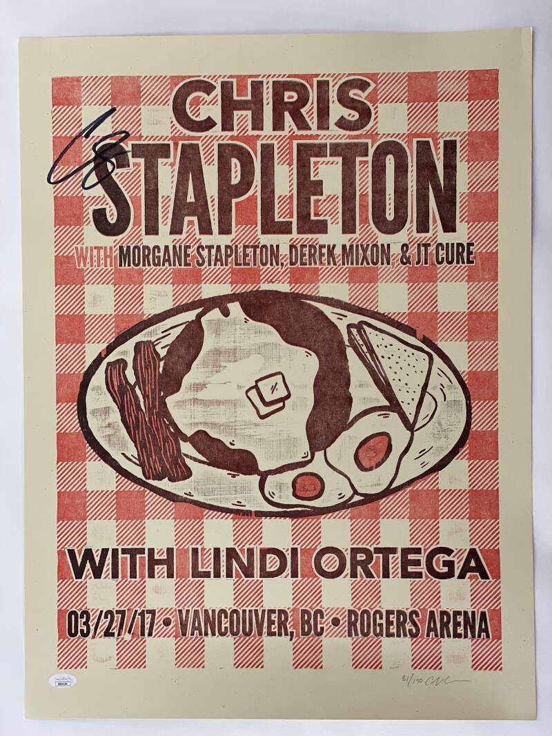 CHRIS STAPLETON SIGNED AUTOGRAPH 18X24 CONCERT TOUR POSTER VANCOUVER 3/27/17 JSA