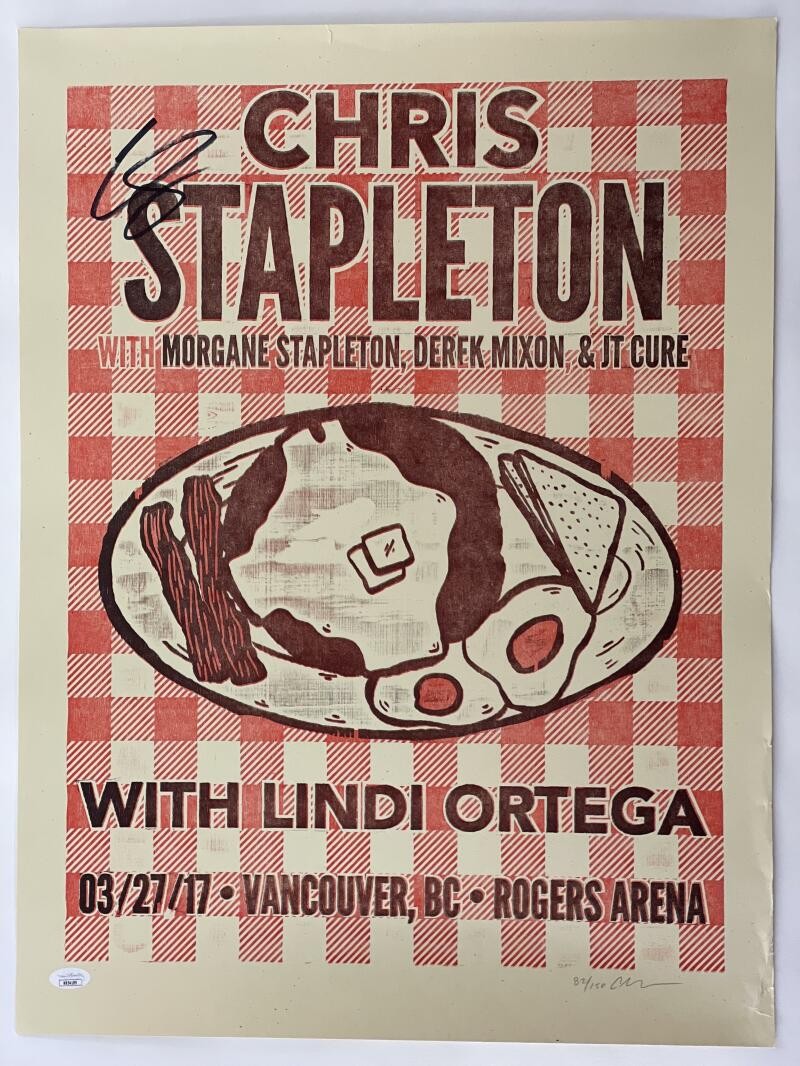 CHRIS STAPLETON SIGNED AUTOGRAPH 18X24 CONCERT TOUR POSTER VANCOUVER BC 2017 JSA