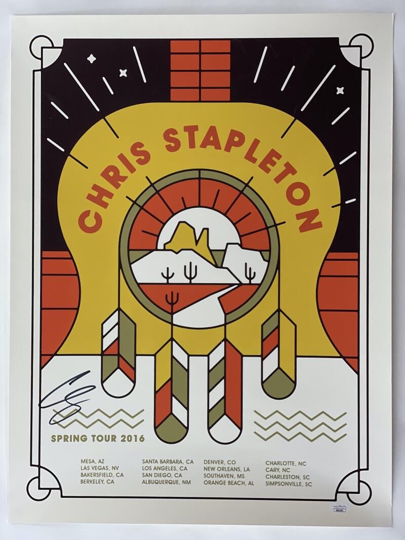 CHRIS STAPLETON SIGNED AUTOGRAPH 18X24 CONCERT TOUR POSTER - SPRING 2016 JSA
