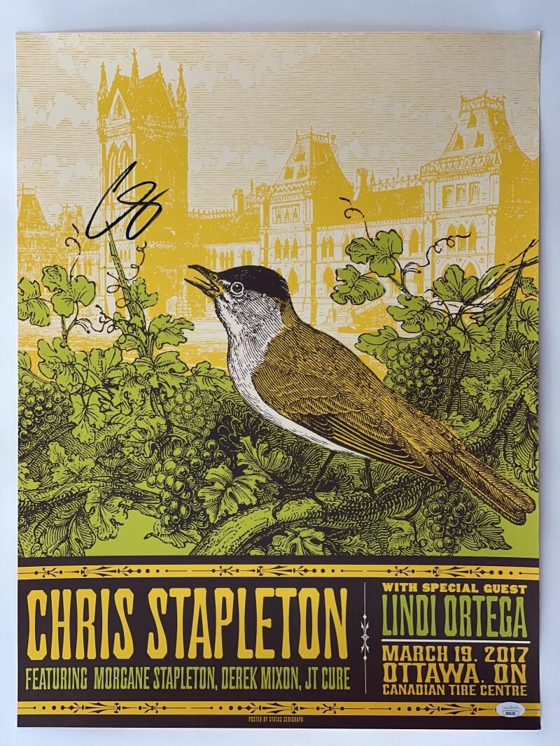 CHRIS STAPLETON SIGNED AUTOGRAPH 18X24 CONCERT TOUR POSTER - OTTAWA 3/19/17 JSA