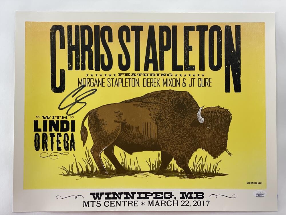 CHRIS STAPLETON SIGNED AUTOGRAPH 14X19 CONCERT TOUR POSTER WINNIPEG 3/22/17 JSA
