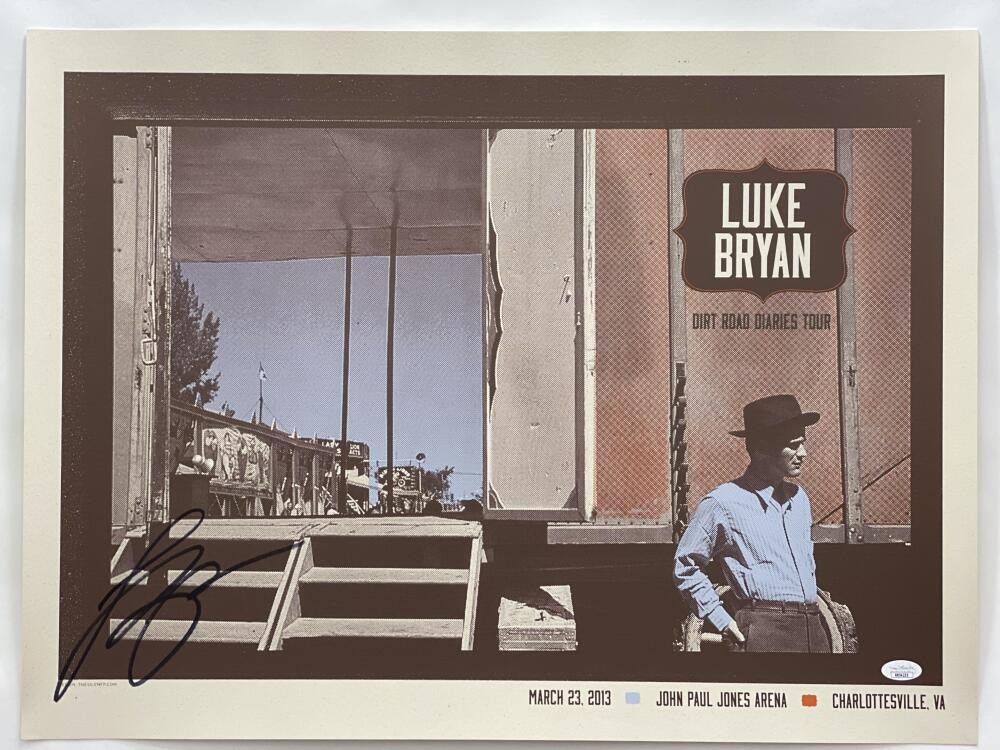 LUKE BRYAN SIGNED AUTOGRAPH 18X24 CONCERT TOUR POSTER - CHARLOTTESVILLE VA JSA