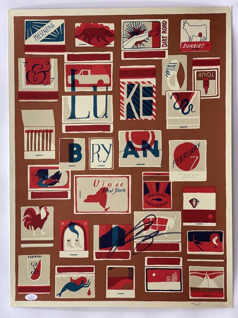 LUKE BRYAN SIGNED AUTOGRAPH 18X24 CONCERT TOUR POSTER - UNIONDALE NY 2/7/13 JSA