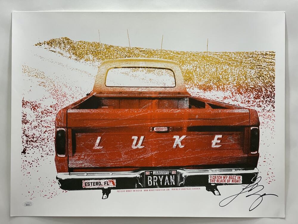 LUKE BRYAN SIGNED AUTOGRAPH 18X24 CONCERT TOUR POSTER - ESTERO FL 1/25/13 JSA