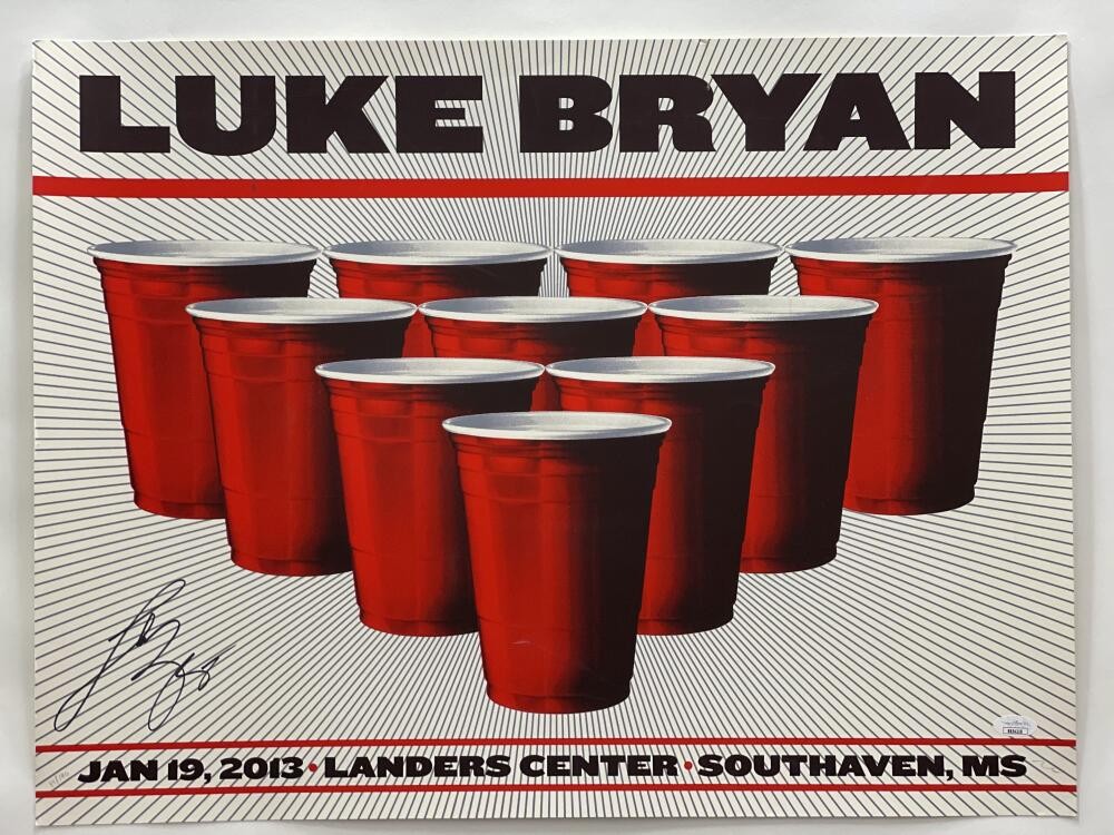 LUKE BRYAN SIGNED AUTOGRAPH 18X24 CONCERT TOUR POSTER - SOUTHAVEN MS 1/19/13 JSA