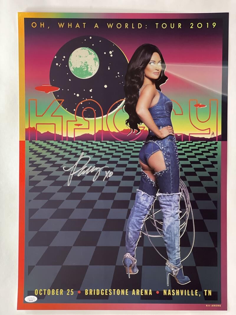 KACEY MUSGRAVES SIGNED AUTOGRAPH 18X24 CONCERT OH, WHAT A WORLD TOUR POSTER JSA