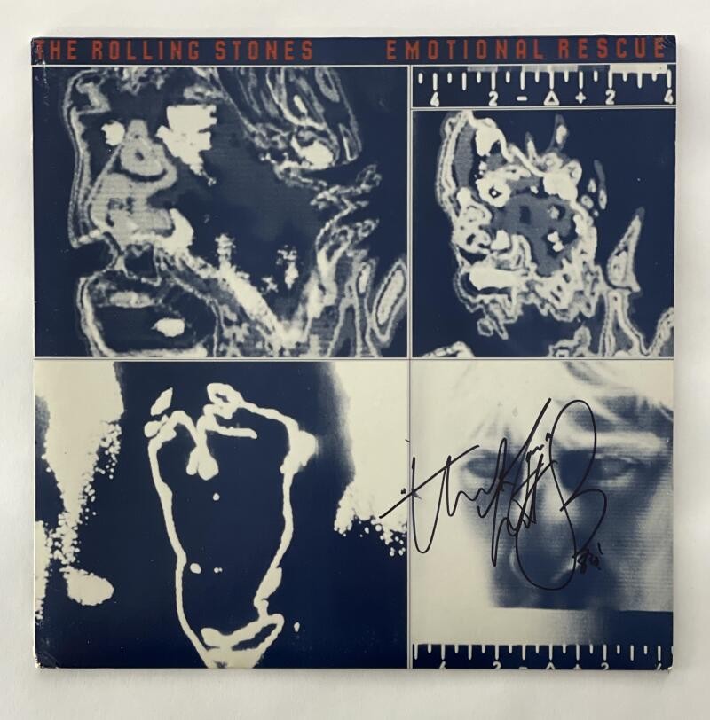 CHARLIE WATTS SIGNED AUTOGRAPH ALBUM RECORD ROLLING STONES EMOTIONAL RESCUE JSA