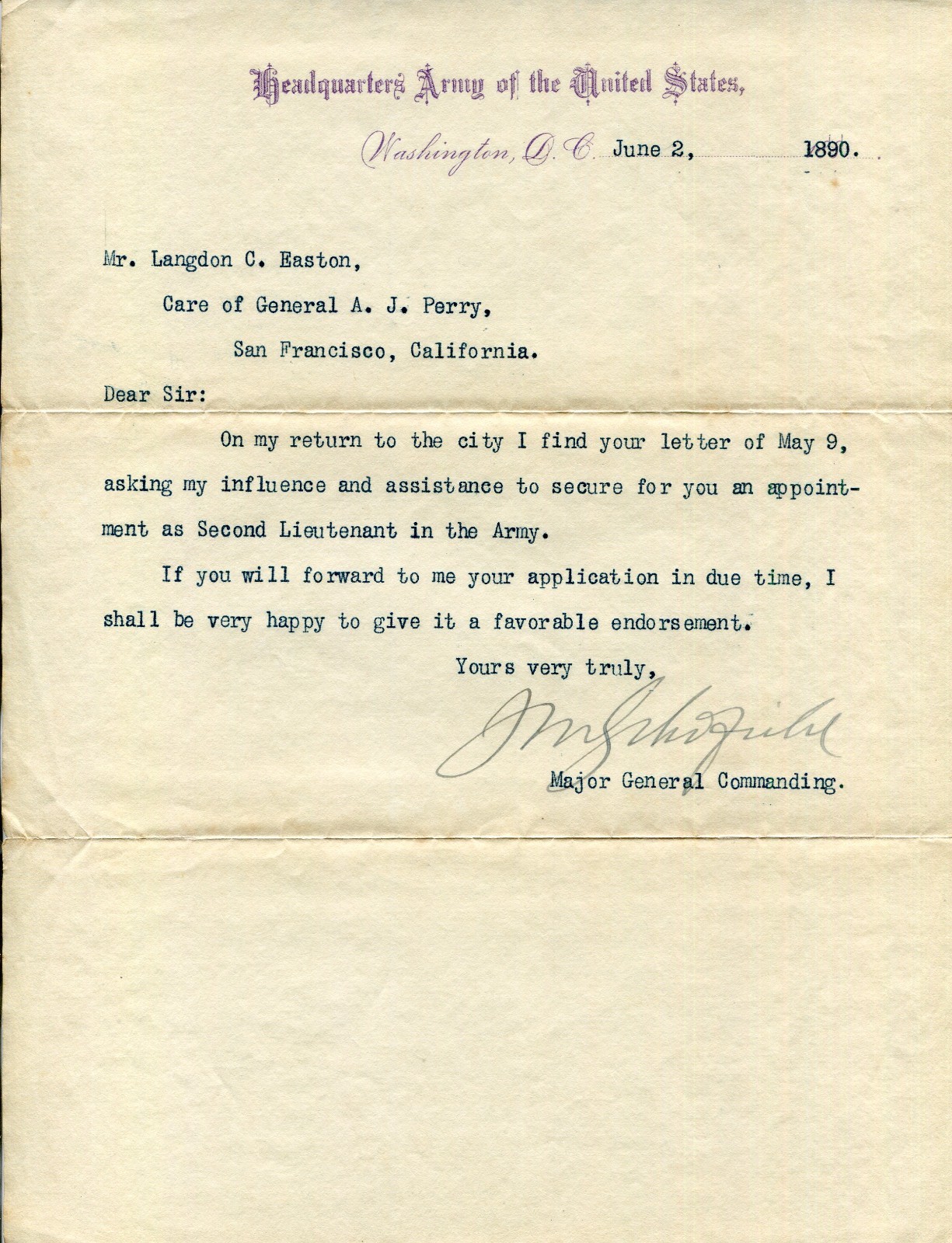 General John Schofield Civil War Medal Of Honor Secretary War Signed Autograph