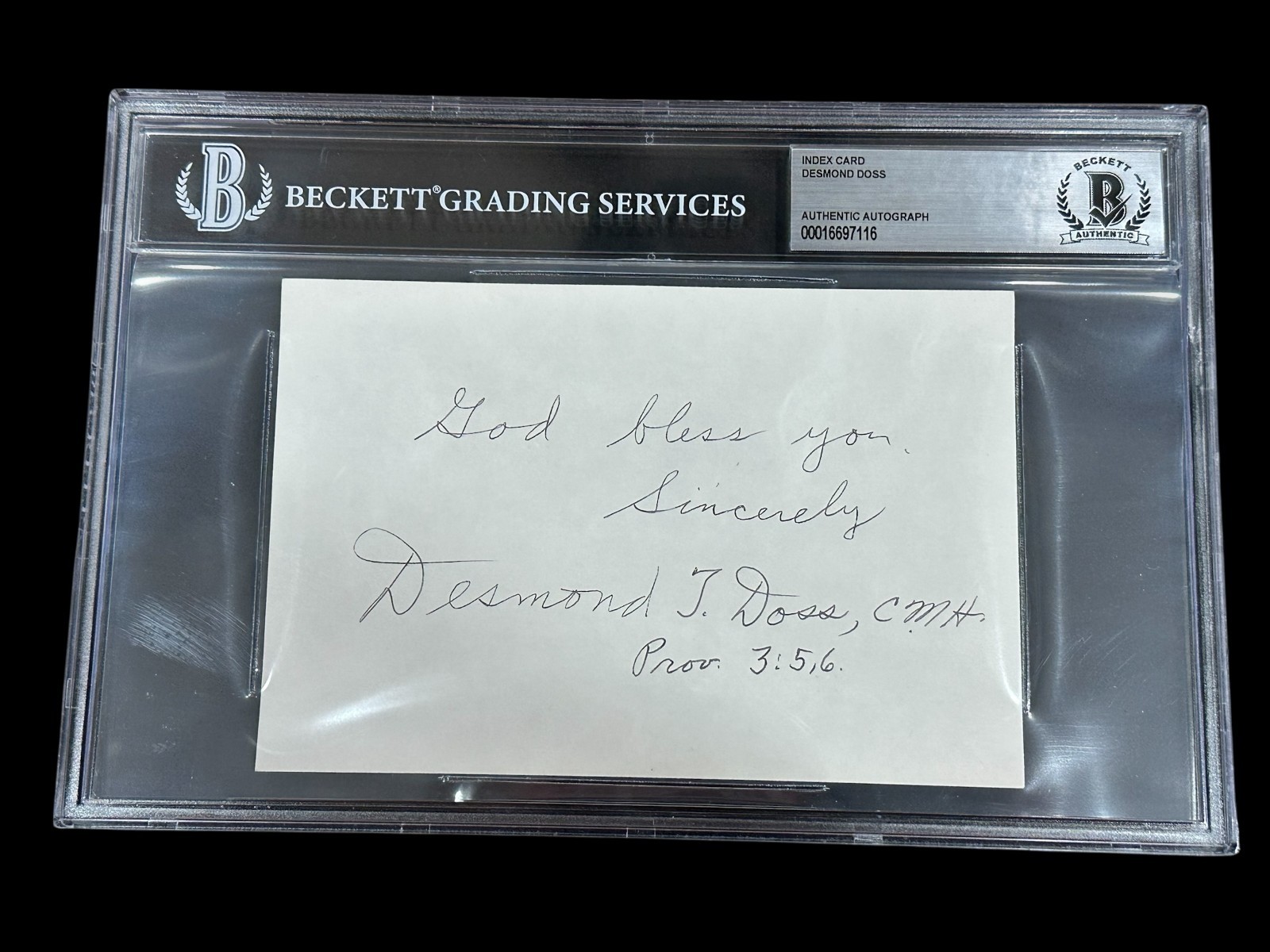 Desmond Doss Medal Of Honor MOH Hacksaw Ridge Signed Autograph Slab Beckett BAS