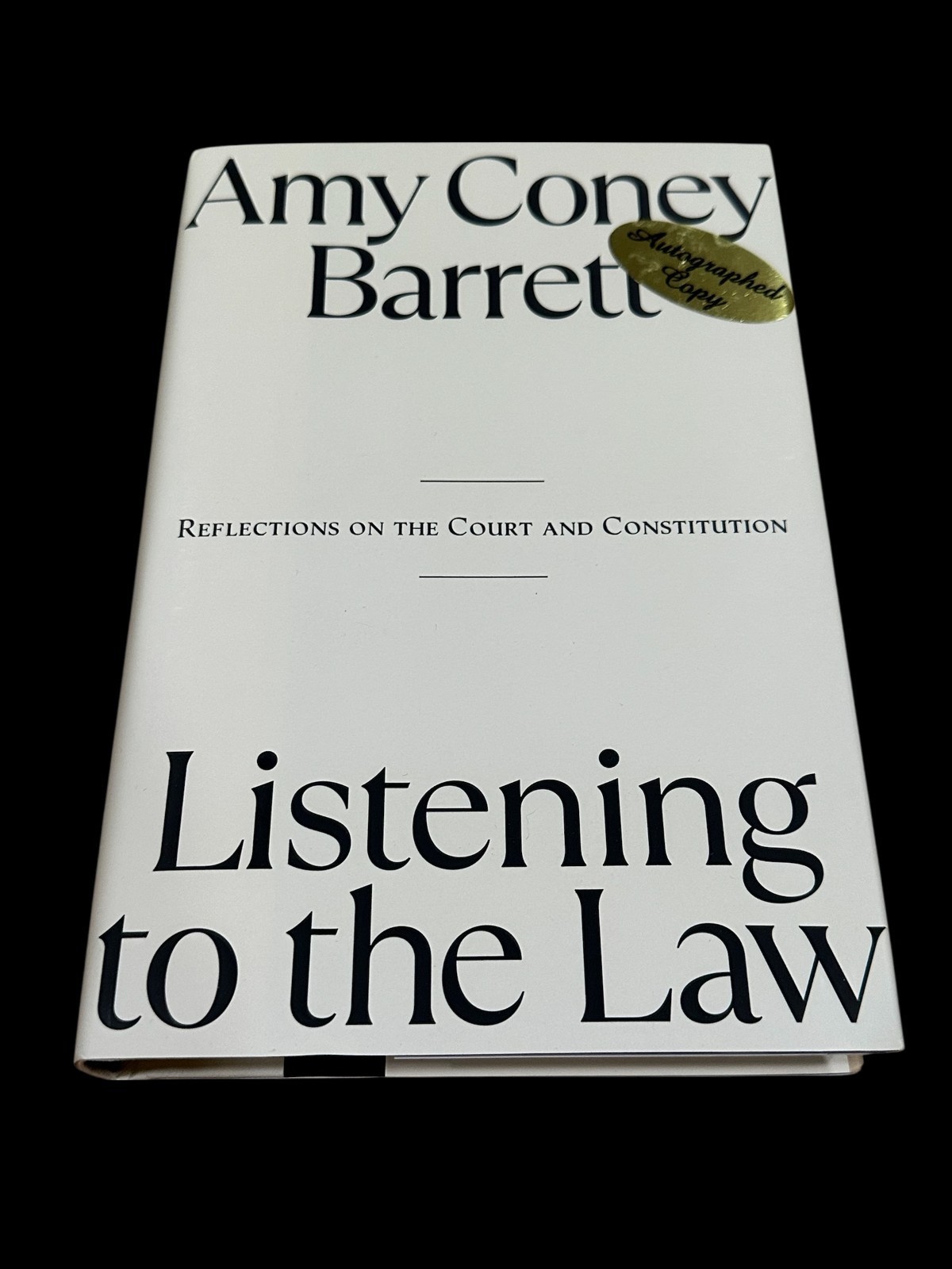 Amy Coney Barrett Supreme Court Justice Listening To Law Signed Autograph Book