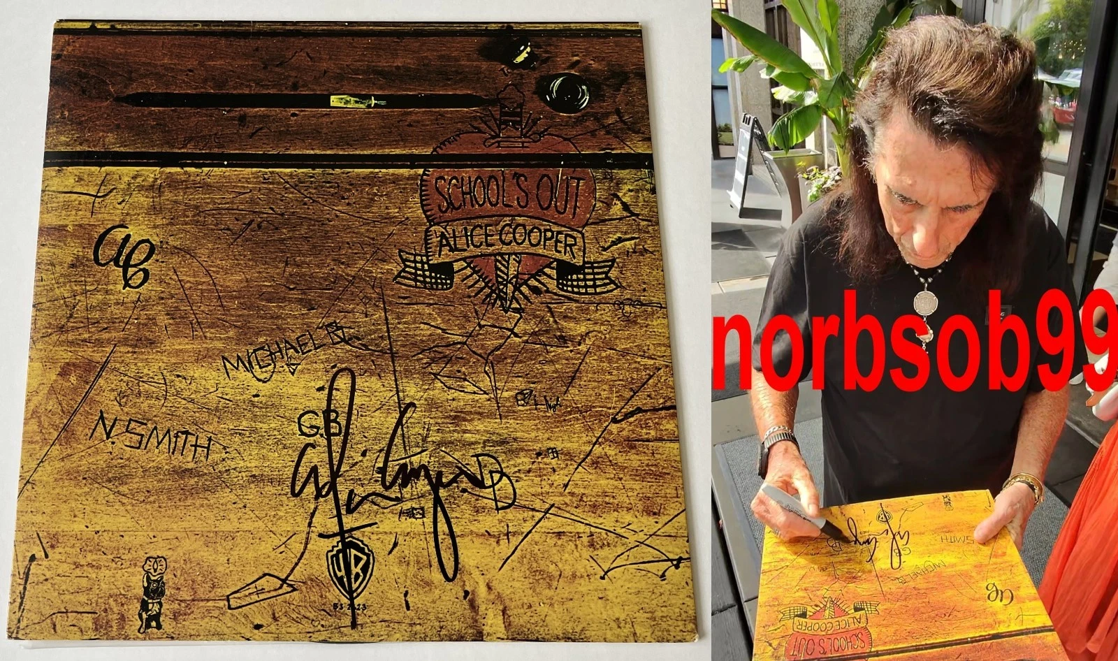 ALICE COOPER SIGNED AUTOGRAPH SCHOOL'S OUT VINYL LP w/EXACT PROOF & BECKETT COA