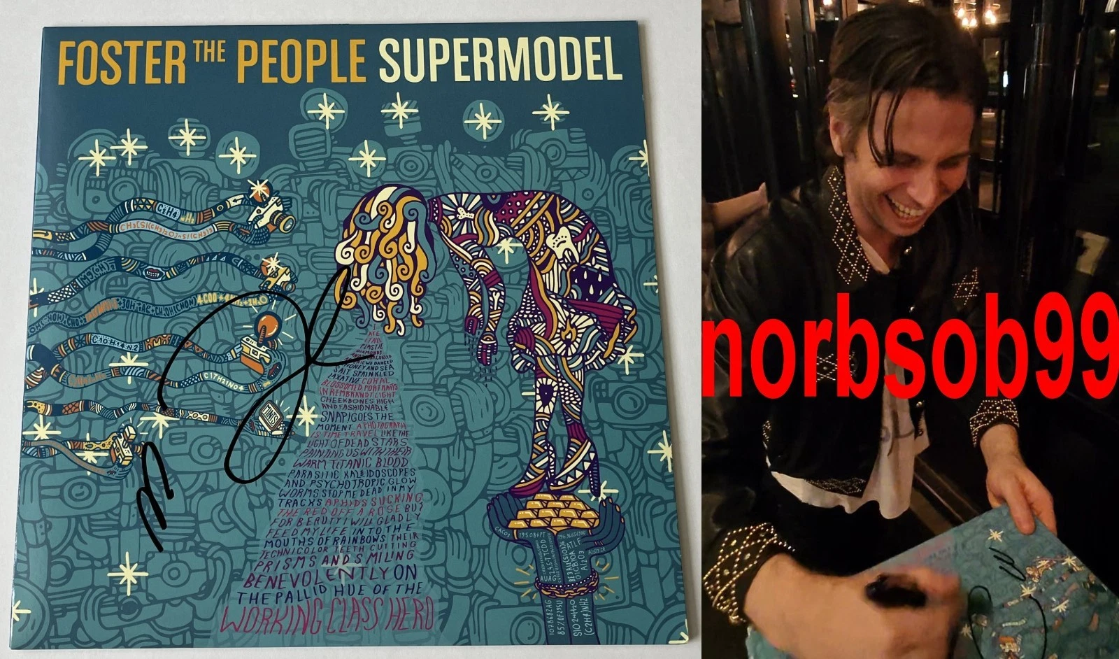 MARK FOSTER THE PEOPLE SIGNED SUPERMODEL VINYL LP w/EXACT PROOF & BECKETT COA