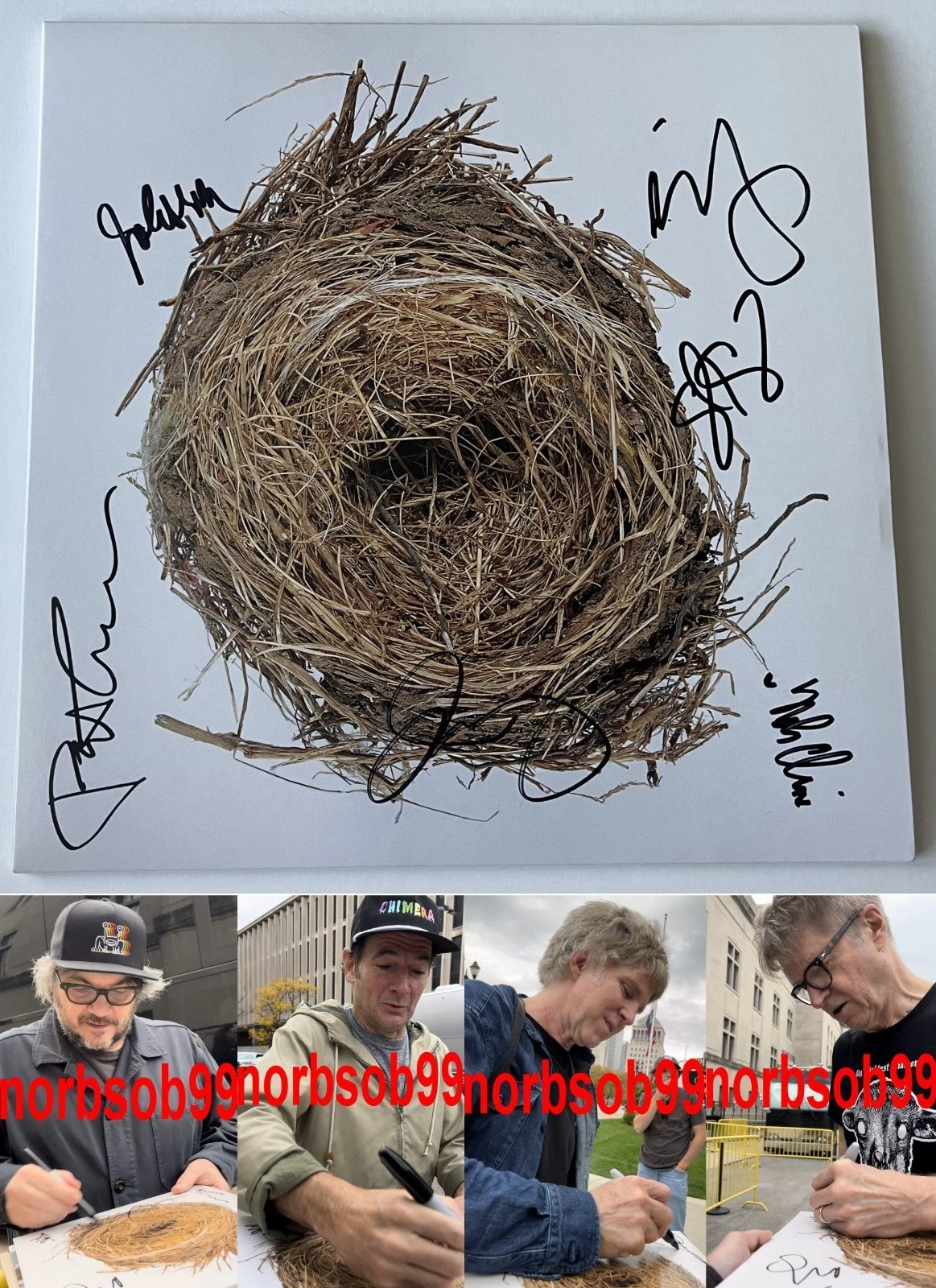 WILCO SIGNED AUTOGRAPH A GHOST IS BORN VINYL ALBUM JEFF TWEEDY +5 w/EXACT PROOF