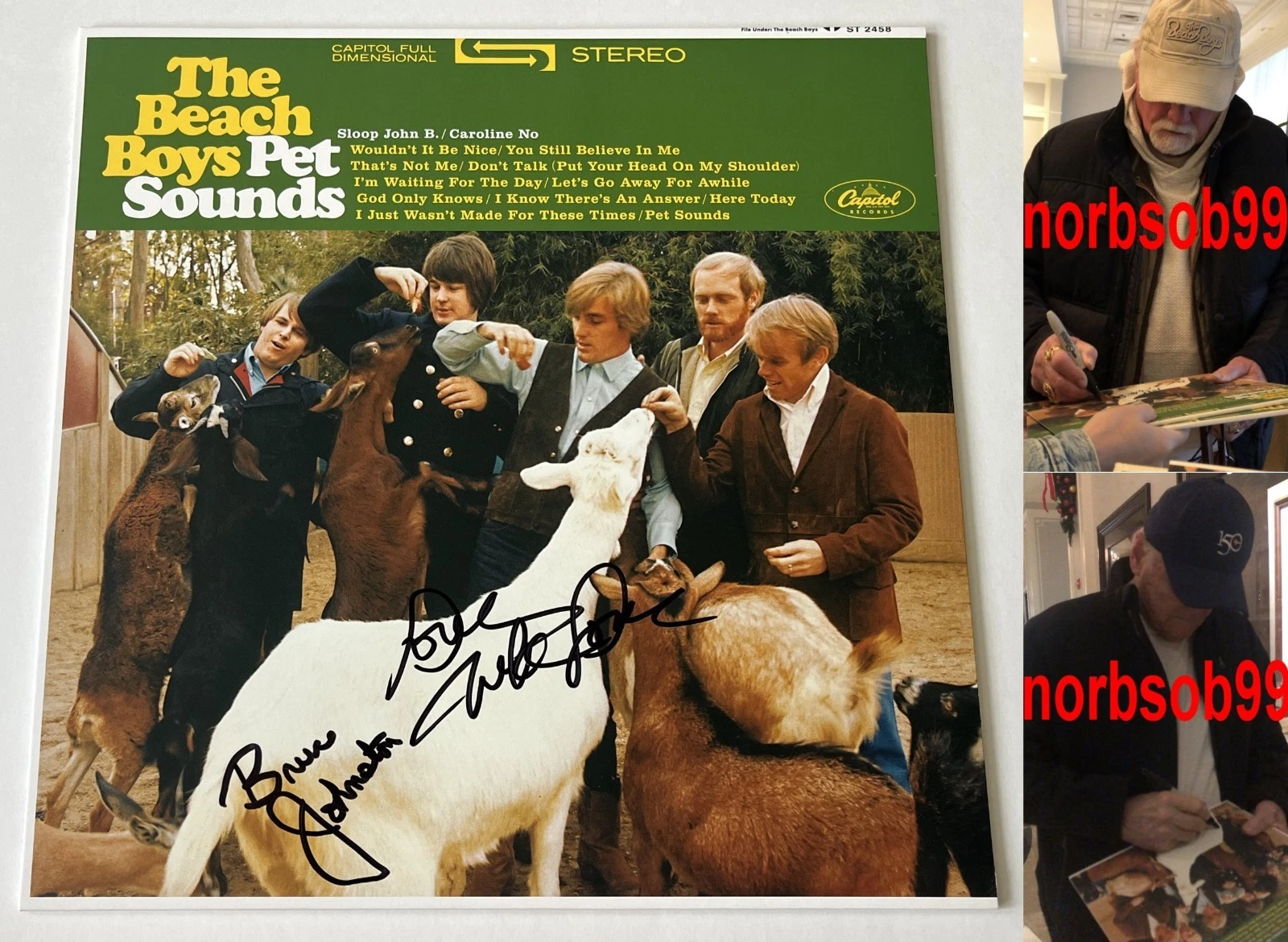 MIKE LOVE +1 SIGNED THE BEACH BOYS PET SOUNDS VINYL w/EXACT PROOF & BECKETT COA