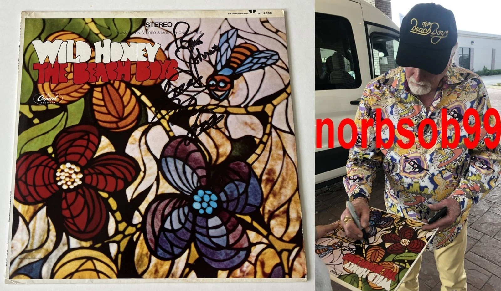 MIKE LOVE +1 SIGNED THE BEACH BOYS WILD HONEY VINYL w/EXACT PROOF BECKETT COA