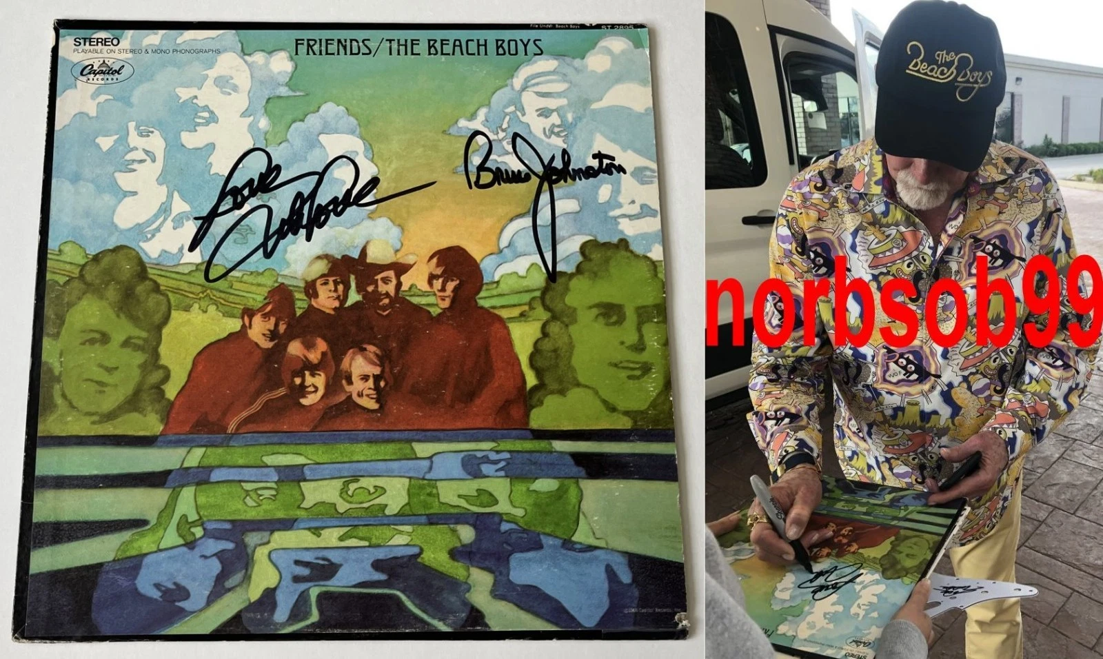 MIKE LOVE & BRUCE SIGNED THE BEACH BOYS PARTY FRIENDS wEXACT PROOF & BECKETT COA