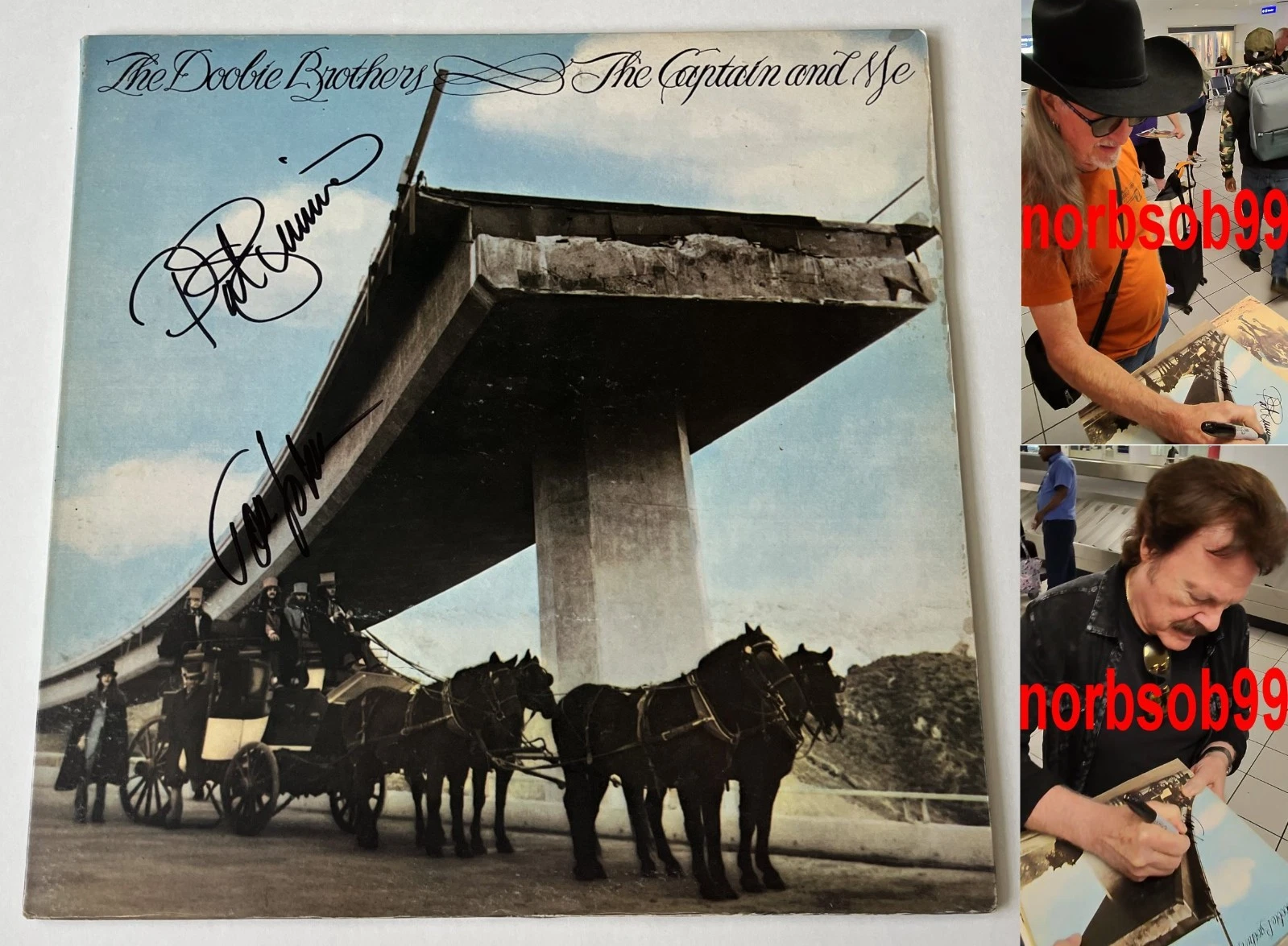 PAT SIMMONS & TOM SIGNED THE DOOBIE BROTHERS VINYL w/EXACT PROOF & BECKETT COA