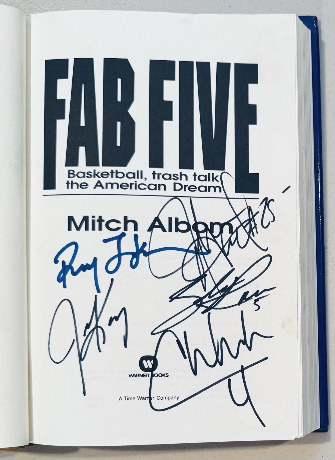 Michigan Fab Five Signed Autographed Mitch Albom HC Book Chris Webber Jalen Rose