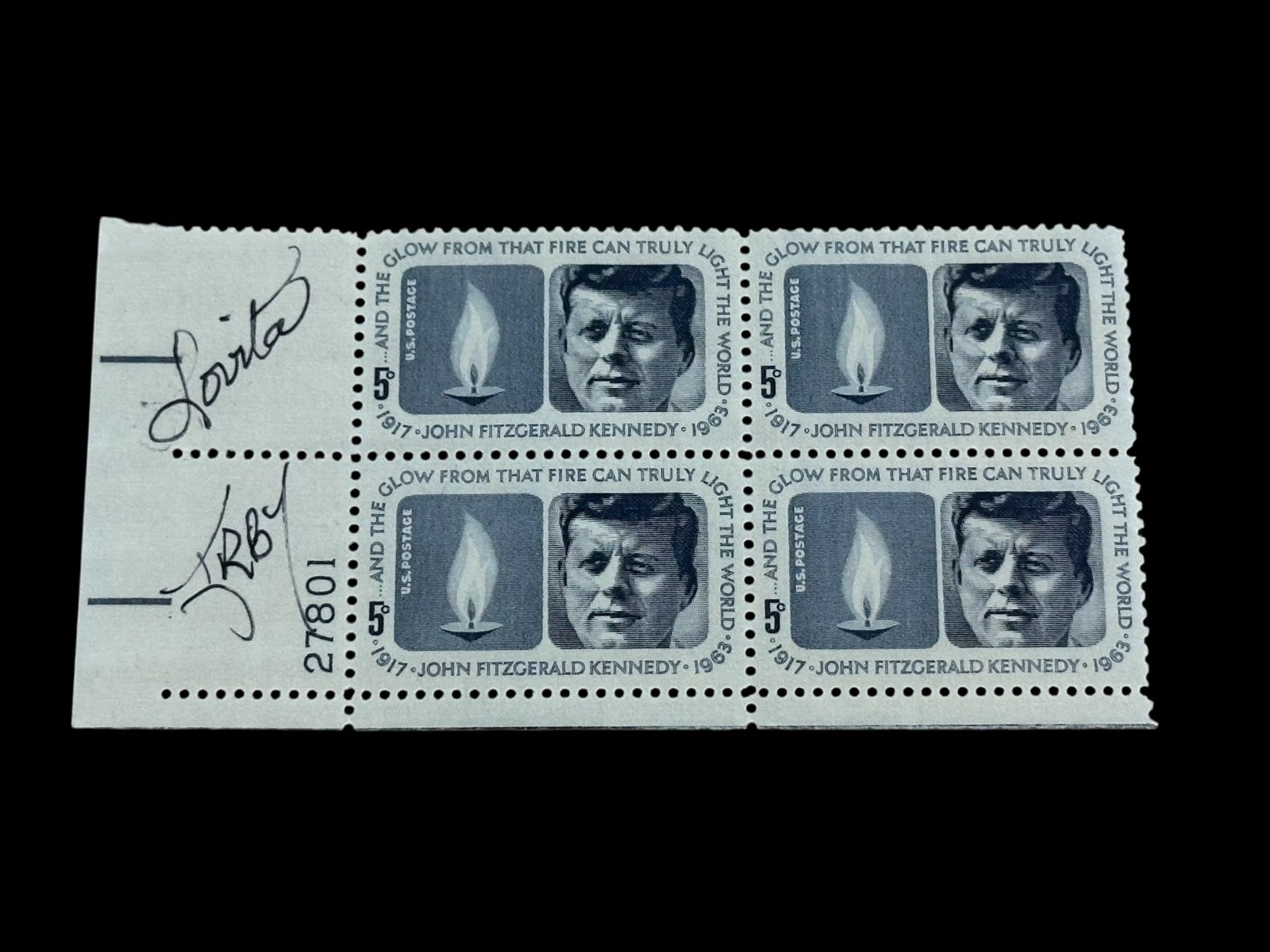 Lovita Irby JFK Assassination Witness Signed Autograph Plate Block Stamps