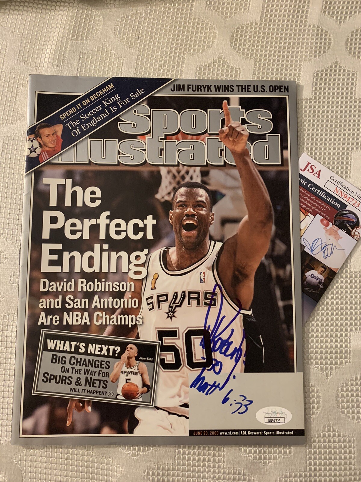 David Robinson Spurs signed Sports Illustrated JSA Authentication COA No Label