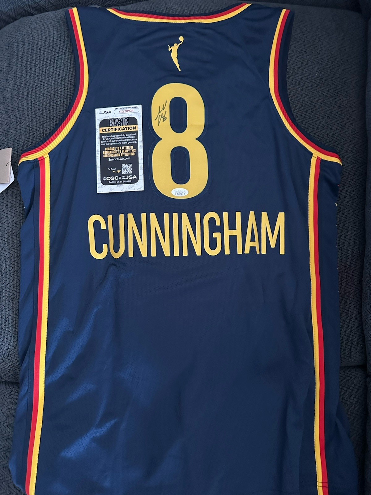 Sophie Cunningham SIGNED Indiana Fever Jersey L JSA Authentication COA