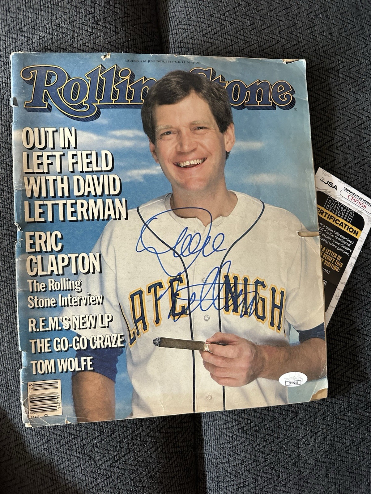David Letterman signed Rolling Stone Magazine JSA Authentication COA